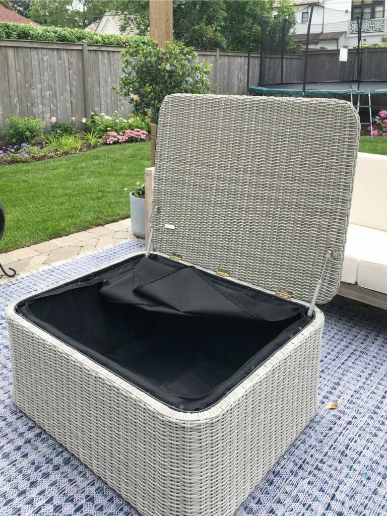 outdoor table with storage