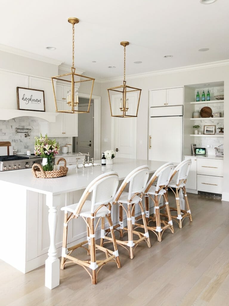 white kitchen stools