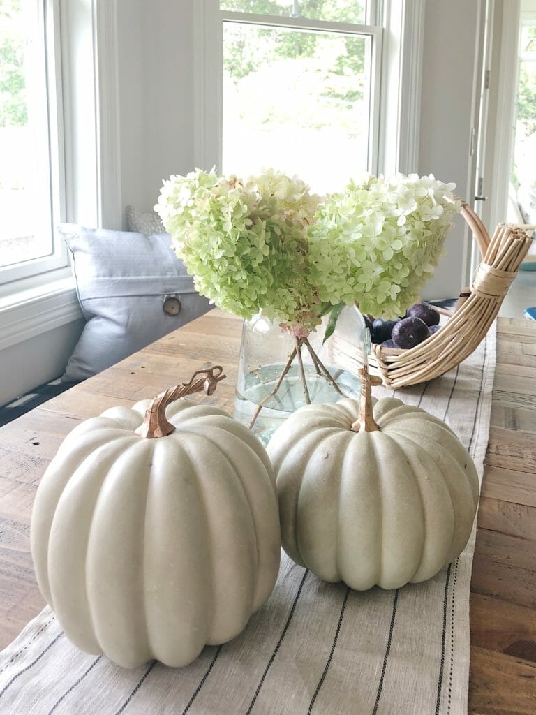 fall kitchen decor white pumpkins