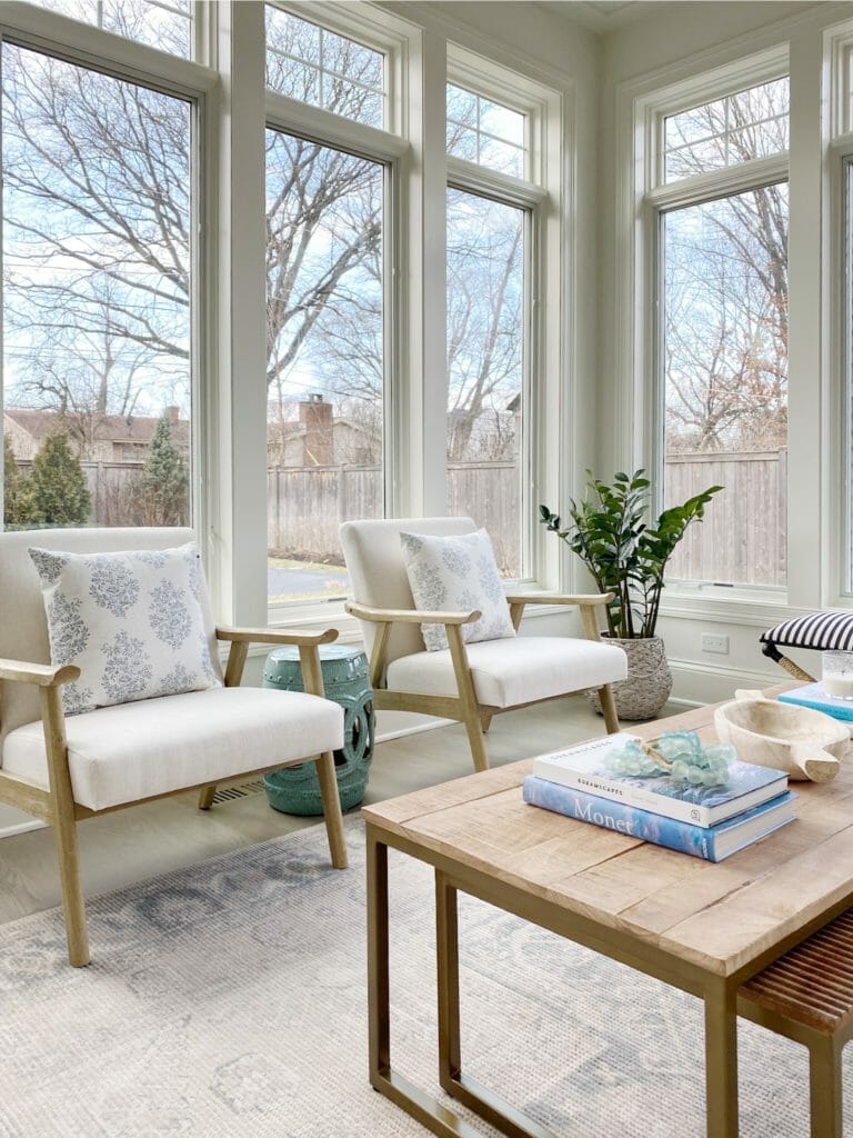 accent chairs in sunroom