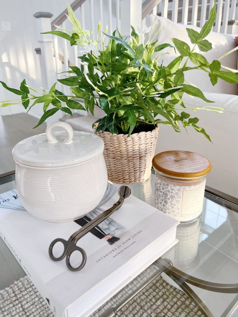 accent table styling with greenery