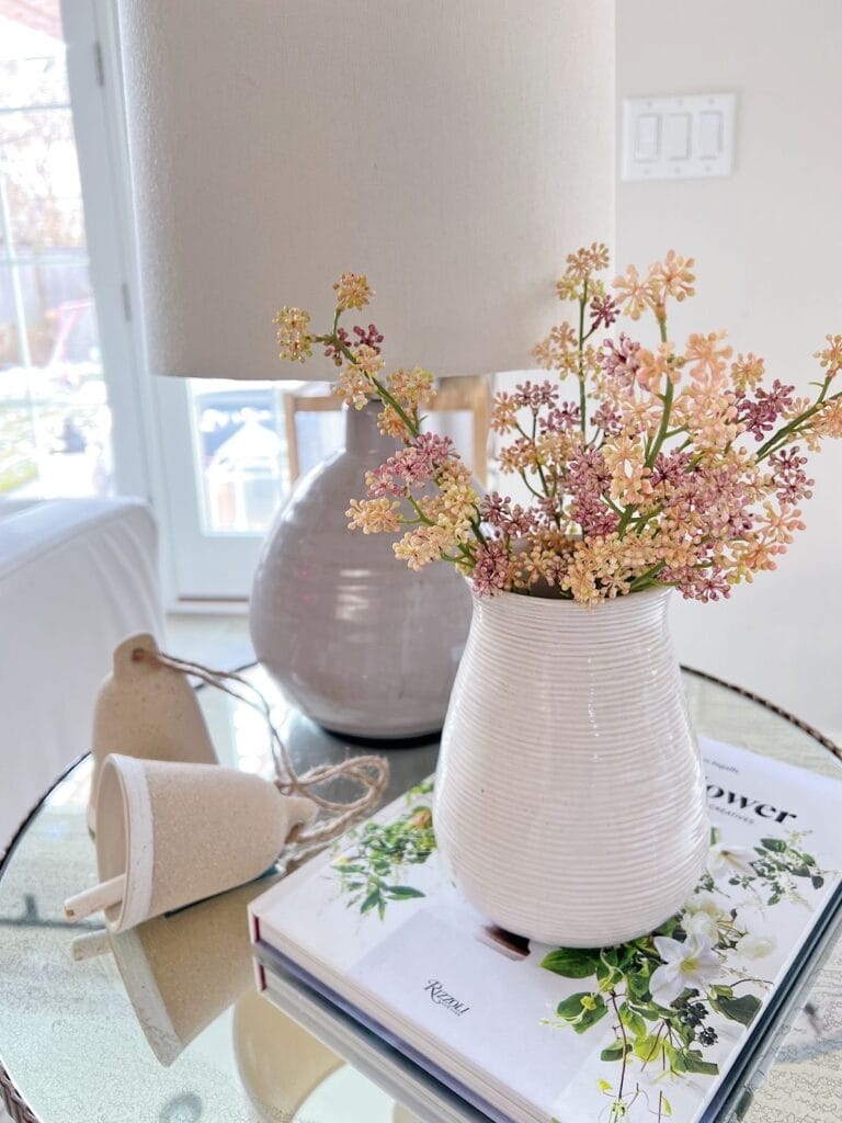 accent table styling with faux stems