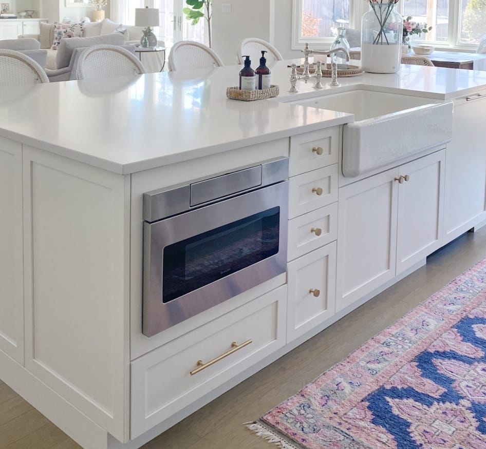 Kitchen islands with microwave shop drawer