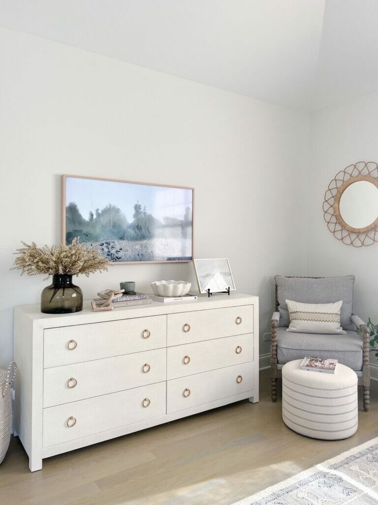Neutral bedroom with art