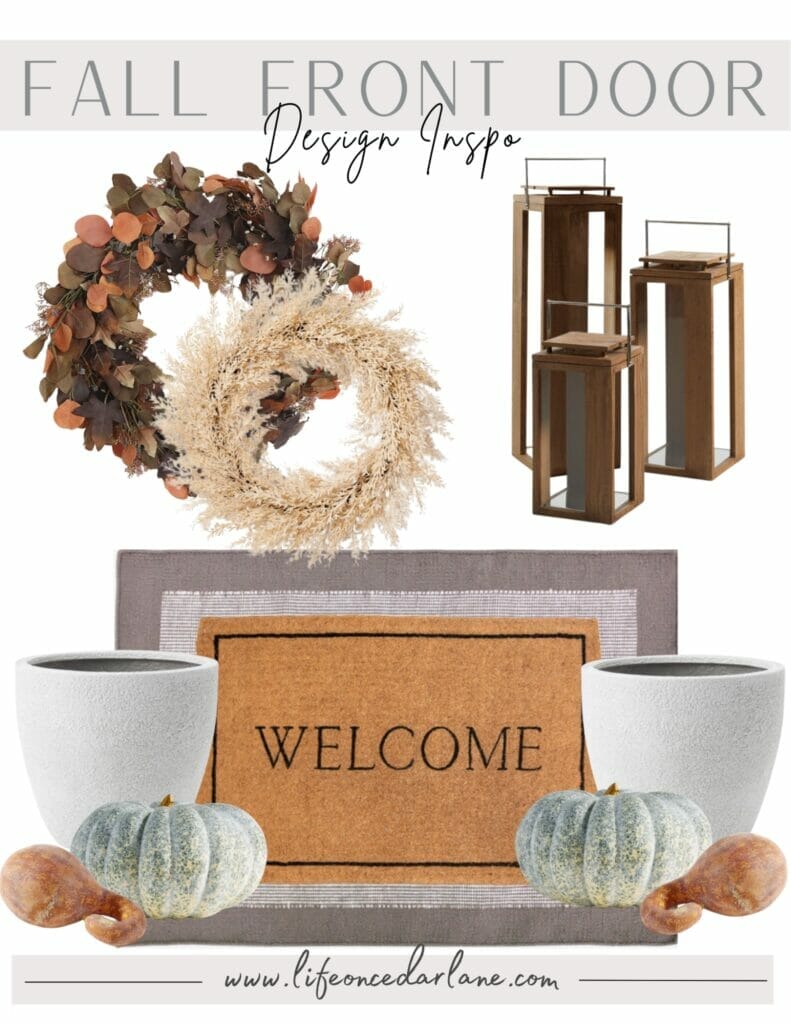 Fall front door decor collage